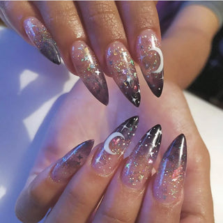  Halloween Star Moon Pumpkin Long Ballet Press-On Nails cashymart