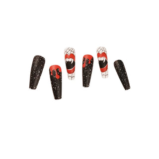  Halloween Star Moon Pumpkin Long Ballet Press-On Nails cashymart