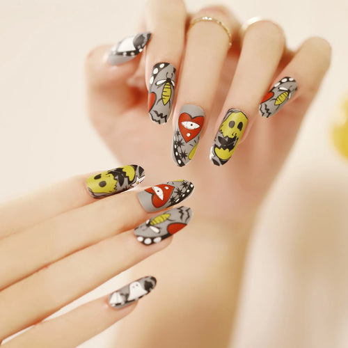  Halloween Star Moon Pumpkin Long Ballet Press-On Nails cashymart