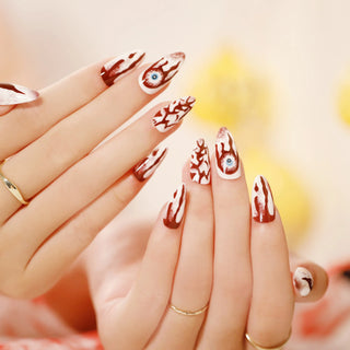 Halloween Star Moon Pumpkin Long Ballet Press-On Nails cashymart
