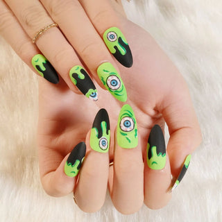  Halloween Star Moon Pumpkin Long Ballet Press-On Nails cashymart