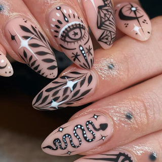  Halloween Star Moon Pumpkin Long Ballet Press-On Nails cashymart
