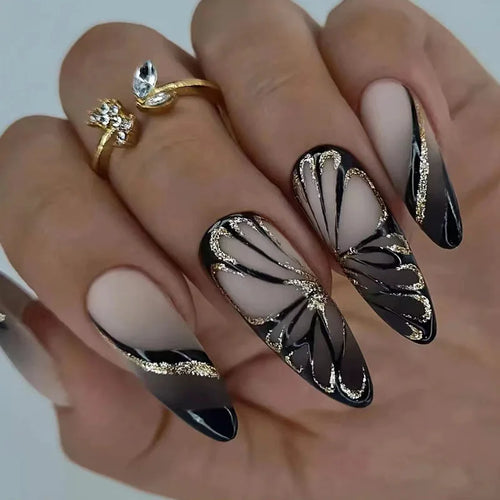  Halloween Star Moon Pumpkin Long Ballet Press-On Nails cashymart