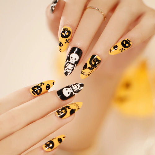 Halloween Star Moon Pumpkin Long Ballet Press-On Nails cashymart