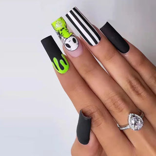  Halloween Star Moon Pumpkin Long Ballet Press-On Nails cashymart