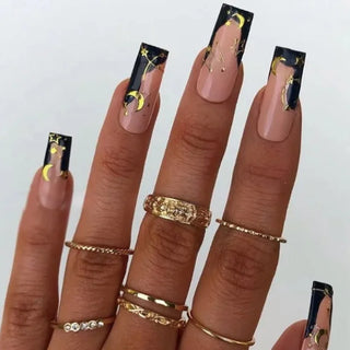  Halloween Star Moon Pumpkin Long Ballet Press-On Nails cashymart
