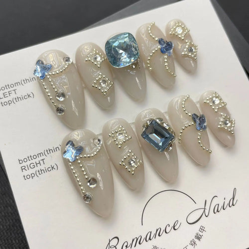  Handmade 3D Black Rose Flower Press-On Nails cashymart