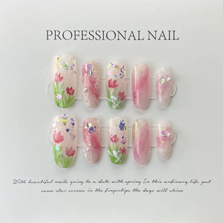 Handmade 3D Black Rose Flower Press-On Nails cashymart