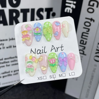  Handmade Cartoon Bear Design Press On Nails cashymart