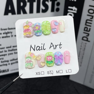 Handmade Cartoon Bear Design Press On Nails cashymart