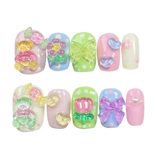  Handmade Cartoon Bear Design Press On Nails cashymart