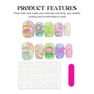  Handmade Cartoon Bear Design Press On Nails cashymart