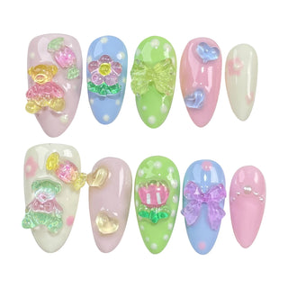  Handmade Cartoon Bear Design Press On Nails cashymart