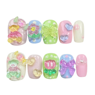  Handmade Cartoon Bear Design Press On Nails cashymart