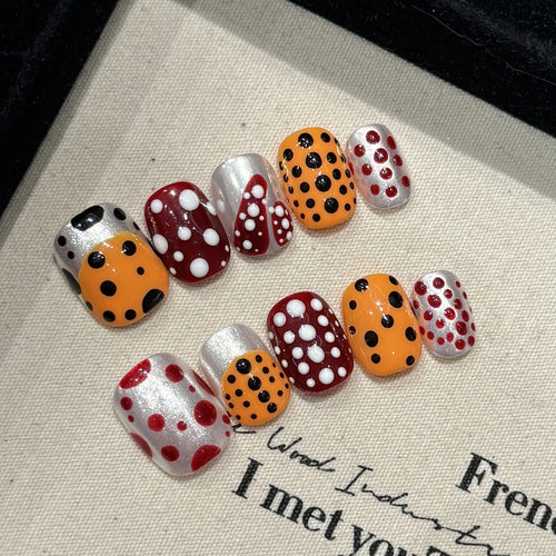  Handmade Cute Short Round Press On Nails cashymart