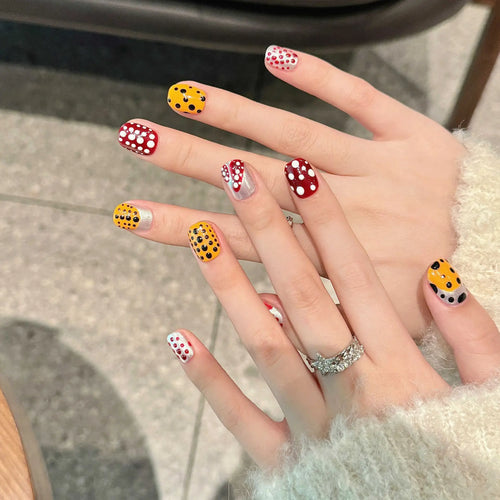  Handmade Cute Short Round Press On Nails cashymart