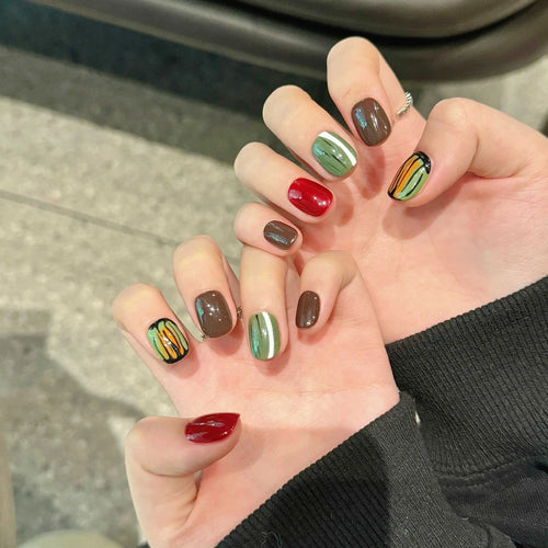  Handmade Cute Short Round Press On Nails cashymart
