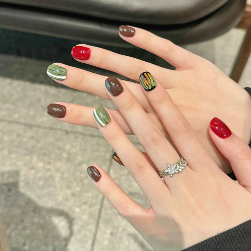  Handmade Cute Short Round Press On Nails cashymart
