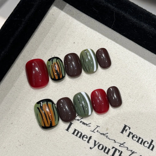  Handmade Cute Short Round Press On Nails cashymart