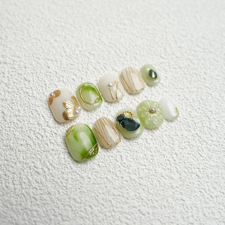 Handmade Press On Nails Daisy Design Short Round Head cashymart
