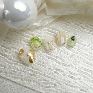  Handmade Press On Nails Daisy Design Short Round Head cashymart
