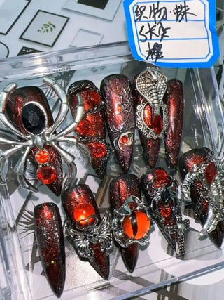  Handmade Spider-Design Press-On Nails cashymart