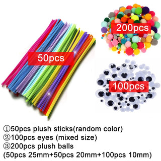  Kids Craft Set: Colorful Pompom Toy cashymart