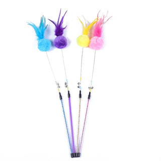  5PCS Interactive Cat Teaser Wands with Bells & Feathers - Random Colors! cashymart