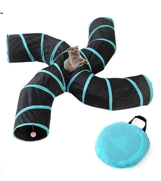  Interactive Foldable Cat Tunnel with 5/4/3 Holes for Fun Playtime cashymart