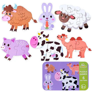  Wooden Cartoon 3D Animals Puzzle cashymart