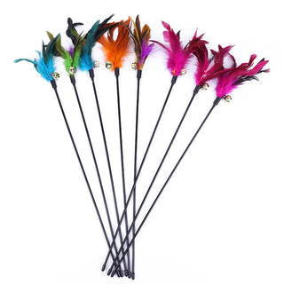  5PCS Interactive Cat Teaser Wands with Bells & Feathers - Random Colors! cashymart