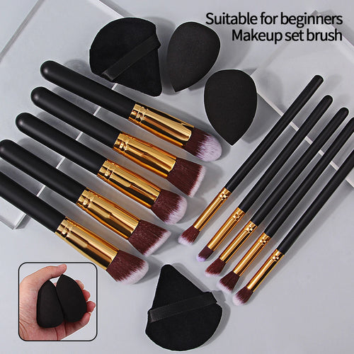  High-End Wooden Handled Makeup Brush Set cashymart
