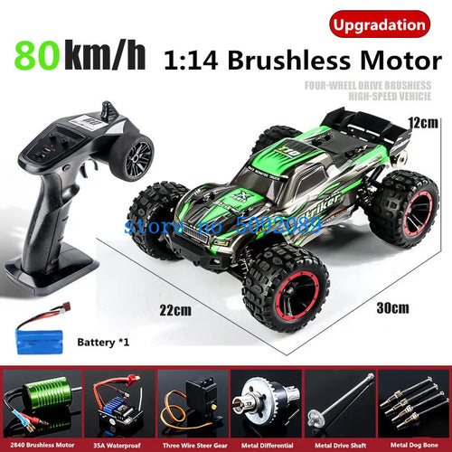  High-Speed 1:14 Brushless 4WD RC Drift Truck - 80KM/H Off-Road Adventure cashymart