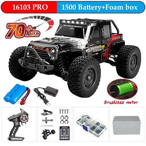  High-Speed 1:16 4WD Drift RC Car with LED - 70KM/H or 50KM/H cashymart