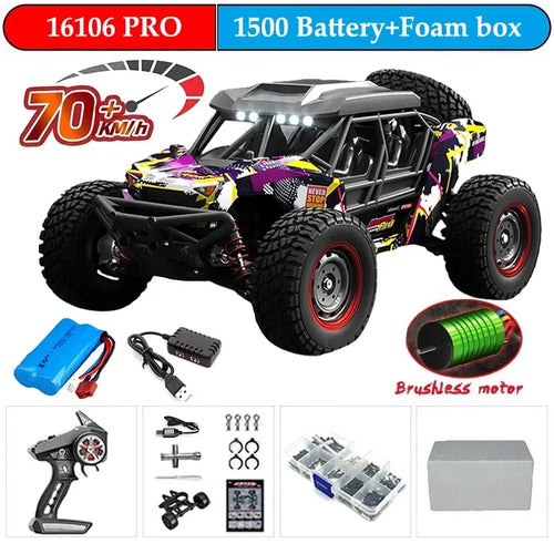  High-Speed 1:16 4WD Drift RC Car with LED - 70KM/H or 50KM/H cashymart
