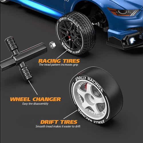  High-Speed 1:24 RC Mustang Drift Car with Remote & Replaceable Tires cashymart