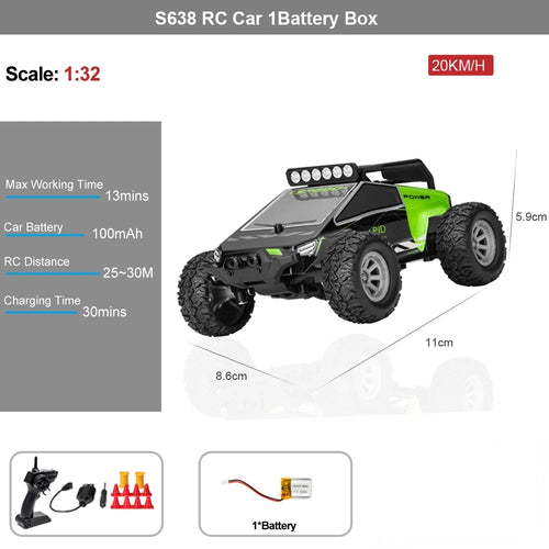  High-Speed 1/32 Drift RC Car with LED Lights - Off-Road Fun cashymart