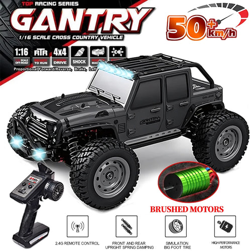  High-Speed 4WD Off-Road RC Monster Truck with LED Lights - 50KM/H cashymart