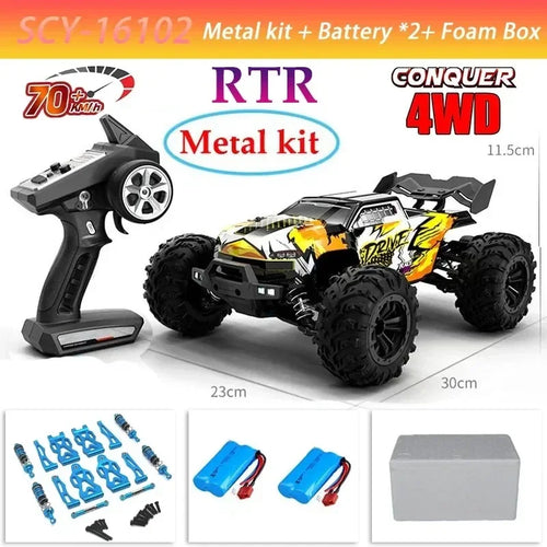  High-Speed 4x4 RC Monster Truck 70KM/H with LED Lights - 1:16 Scale cashymart