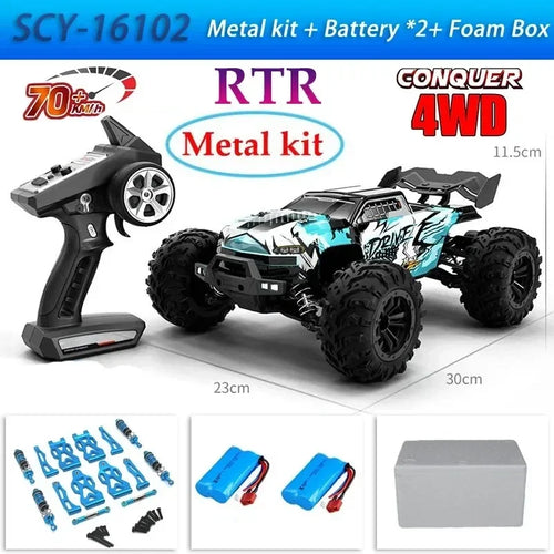  High-Speed 4x4 RC Monster Truck 70KM/H with LED Lights - 1:16 Scale cashymart