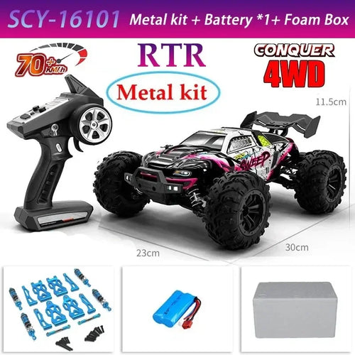 High-Speed 4x4 RC Monster Truck 70KM/H with LED Lights - 1:16 Scale cashymart