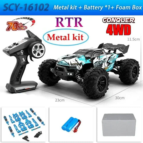  High-Speed 4x4 RC Monster Truck 70KM/H with LED Lights - 1:16 Scale cashymart