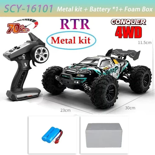  High-Speed 4x4 RC Monster Truck 70KM/H with LED Lights - 1:16 Scale cashymart