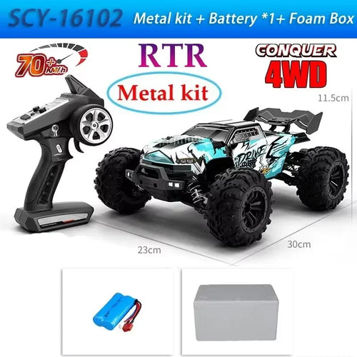  High-Speed 4x4 RC Monster Truck 70KM/H with LED Lights - 1:16 Scale cashymart