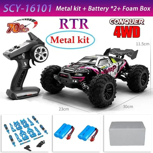  High-Speed 4x4 RC Monster Truck 70KM/H with LED Lights - 1:16 Scale cashymart