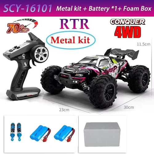 High-Speed 4x4 RC Monster Truck 70KM/H with LED Lights - 1:16 Scale cashymart