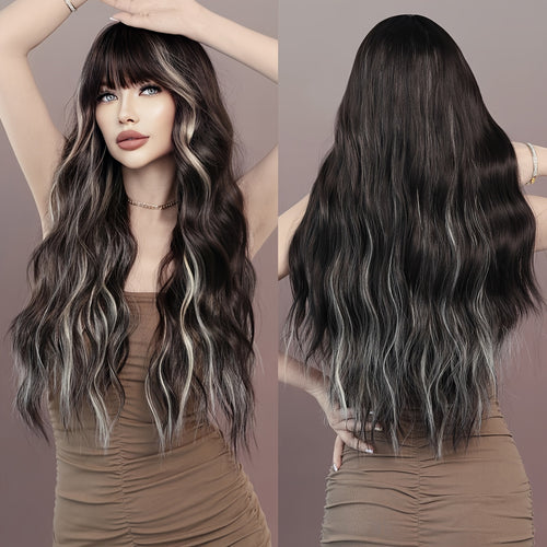  Highlight Curly Wig with Bangs cashymart