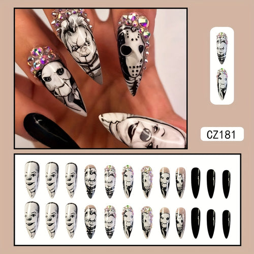  Holiday-Themed Long Almond Press-On Nails cashymart