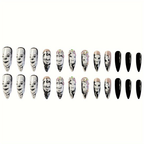  Holiday-Themed Long Almond Press-On Nails cashymart