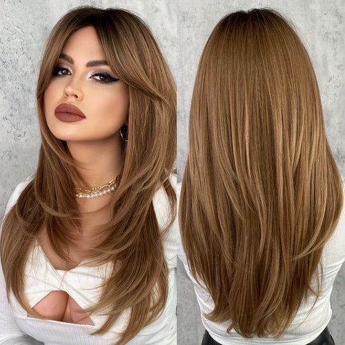 Honey Blonde Wavy Wig with Bangs cashymart